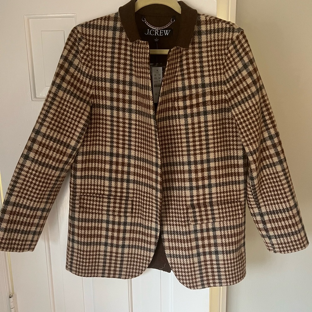 J. Crew Women's Leighton blazer-jacket in plaid double-faced wool blend